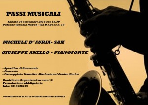 “Passi Musicali”: concerto con passeggiata tematica musicale il 26 settembre 2015 al Palazzo Venezia di Napoli