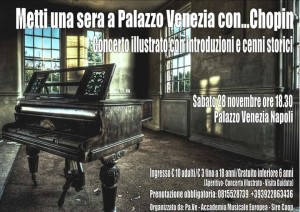 “Metti una sera a Palazzo Venezia con… Chopin”, il 28 novembre 2015 al Palazzo Venezia di Napoli