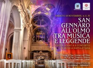 “San Gennaro all’Olmo tra musica e leggende”: visita guidata e concerto di musica napoletana, sabato 18 novembre 2017 con l’Associazione Culturale Respiriamo Arte