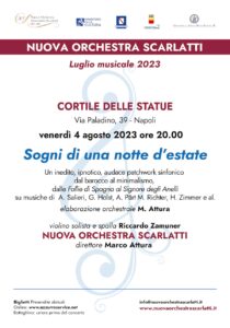 Nuova Orchestra Scarlatti: “Sogni di una notte d’estate”, il 4 agosto 2023 al Cortile delle Statue della Federico II