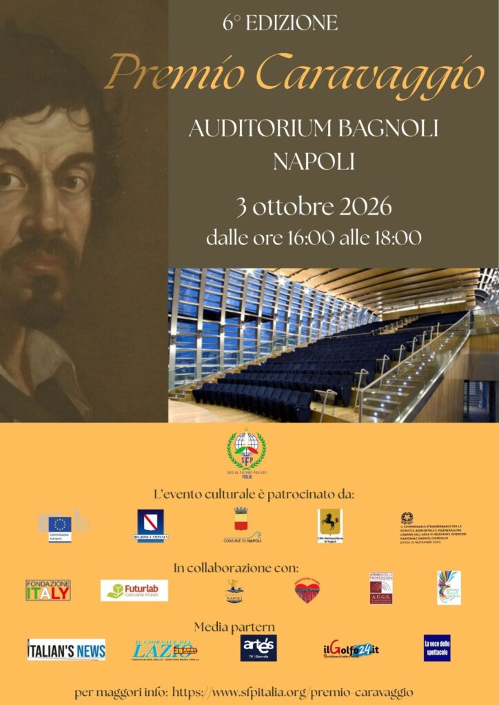 Premio Caravaggio 2026, sabato 3 ottobre all’Auditorium Porta del Parco di Bagnoli a Napoli